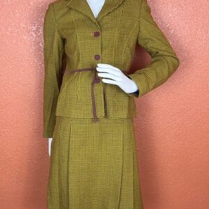 Philosophy di Alberta Ferretti Merlot Boucle Blazer Skirt Set S 8 Made In Italy